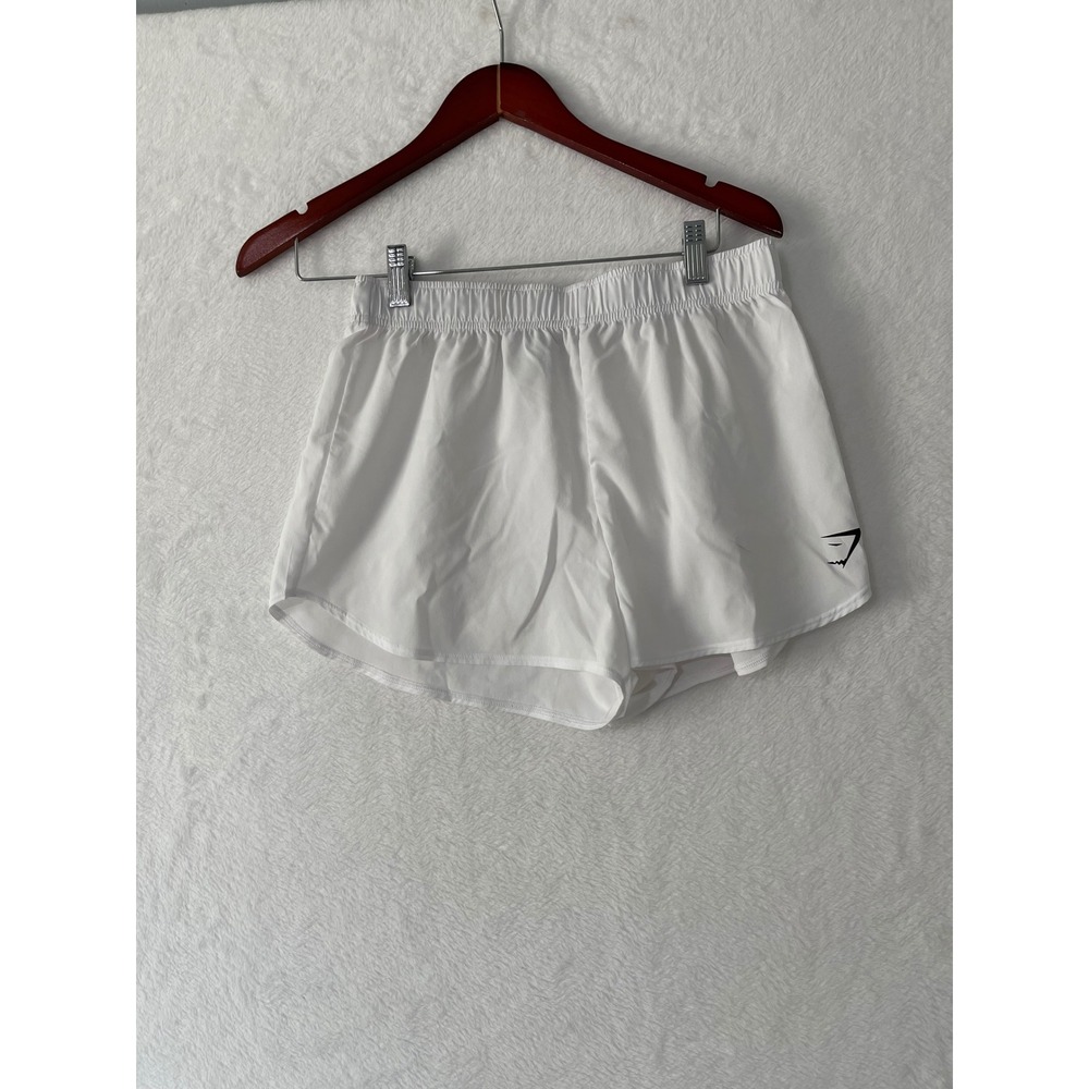 Gymshark Womens White Athletic Running Training Shorts Elastic Waist Logo Small